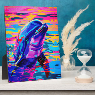 Lebendiger Delfin – Farbiger Ozeantraum Fotoplatte