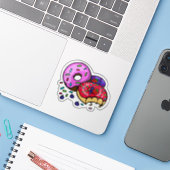 Lebendiger Donut-Aufkleber Aufkleber (Laptop mit iPhone)