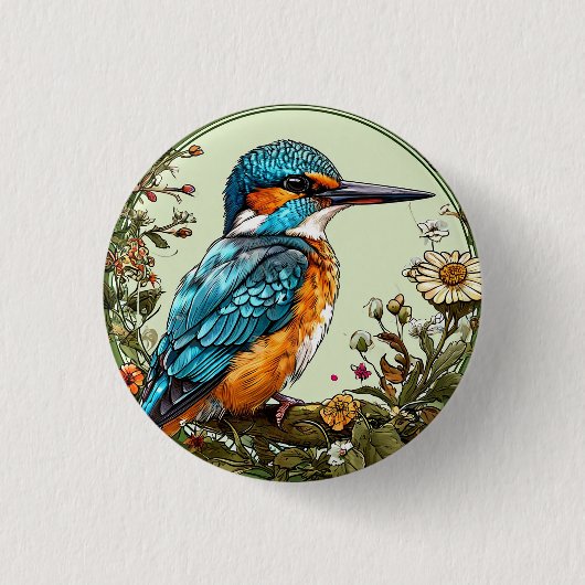 Lebendiger Eisvogel Button (Vorderseite)