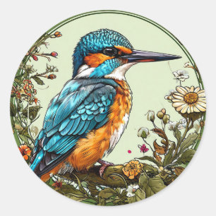 Lebendiger Eisvogel Runder Aufkleber