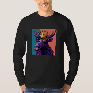Lebendiger Elch mit Krone für Elch- und Tierliebha T-Shirt