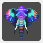 Lebendiger Elefant Quadratischer Aufkleber (Vorderseite)