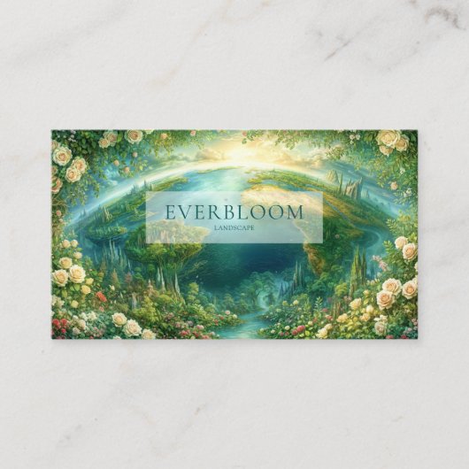 Lebendiger Fantasy-Erdball und üppiger Rosengarten Visitenkarte (Vorderseite)