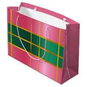 Lebendiger Farbblock Pink und Grün Große Geschenktüte (Rückseite Schrägansicht)