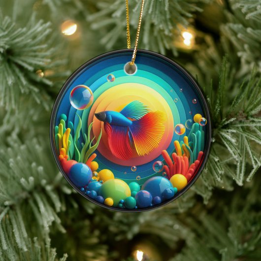 Lebendiger farbiger Glas-Abstrakter Kampffisch Keramik Ornament