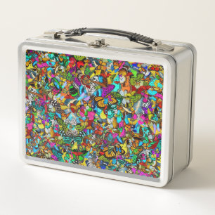 Lebendiger Farbiger Mosaik-Muster-Stil Metall Brotdose