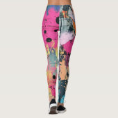 Lebendiger Farbklecks-Graffiti Pink Gelb Blau Leggings (Rückseite)
