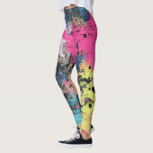Lebendiger Farbklecks-Graffiti Pink Gelb Blau Leggings (Links)
