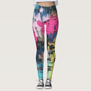 Lebendiger Farbklecks-Graffiti Pink Gelb Blau Leggings