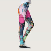 Lebendiger Farbklecks-Graffiti Pink Gelb Blau Leggings (Rechts)
