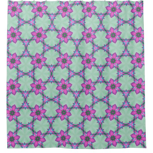 Lebendiger florale geometrischer Duschvorhang (Vorderseite)