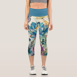 Lebendiger Floraler Aquatischer Traum Capri Leggings