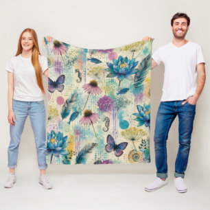 Lebendiger Floraler Aquatischer Traum Fleecedecke