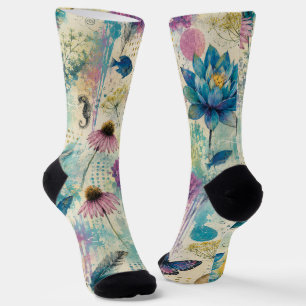 Lebendiger Floraler Aquatischer Traum Socken
