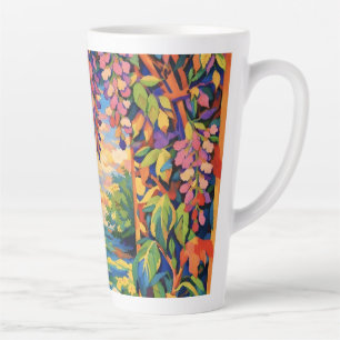 Lebendiger Floraler Ozean-Sonnenuntergang-Garten – Milchtasse