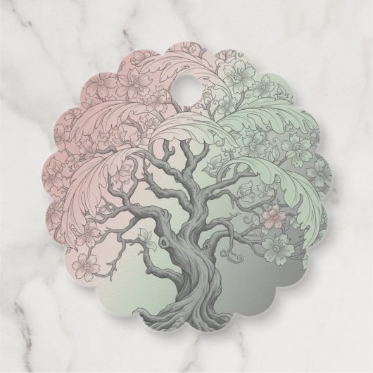 Lebendiger Frühlingsbaum - Blühende Blumenpracht Geschenkanhänger (Rückseite)