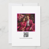 Lebendiger Fuchsia Moderner Hochzeitsfoto-QR-Code Einladung (Rückseite)