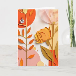 Lebendiger Garten aus geschnittenem Papier blüht Karte