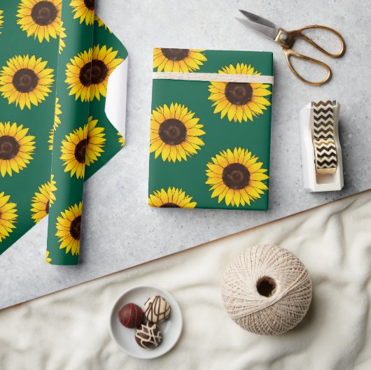 Lebendiger gelber Sonnenblumenblüten Geschenkpapier (Kunsthandwerk)