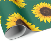 Lebendiger gelber Sonnenblumenblüten Geschenkpapier (Rolleneckpunkt)