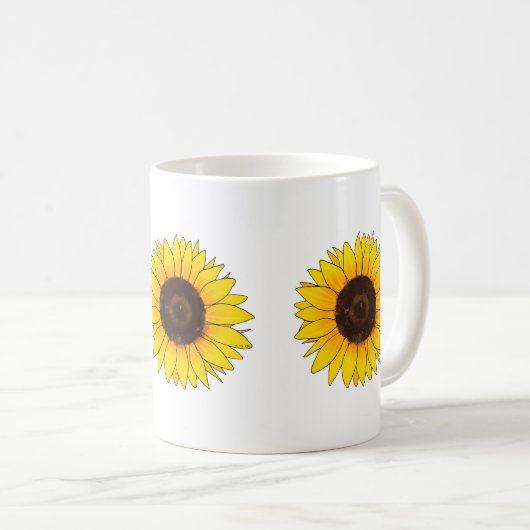 Lebendiger Gelber Sonnenblumenblütenstand Kaffeetasse (VorderseiteRechts)