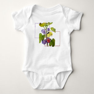 Lebendiger gelber Vogel mit violetten Feigen Aquar Baby Strampler