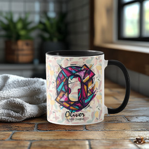 Lebendiger geometrischer Monogramm-Becher - O für  Tasse