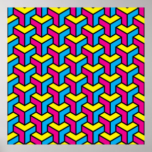Lebendiger geometrischer optische Illusionsblock C Poster