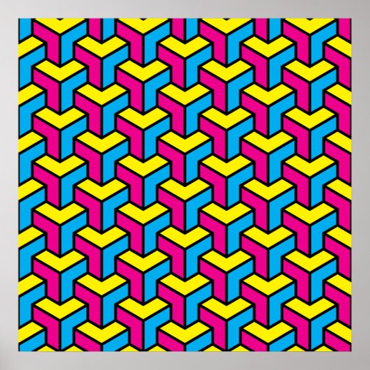 Lebendiger geometrischer optische Illusionsblock C Poster (Vorne)