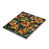 Lebendiger geometrischer Regenbogen-Blumenstrauß Fliese (Seite)