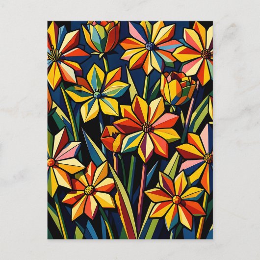 Lebendiger geometrischer Regenbogen-Blumenstrauß Postkarte (Vorderseite)