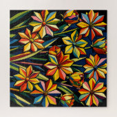 Lebendiger geometrischer Regenbogen-Blumenstrauß Puzzle (Horizontal)