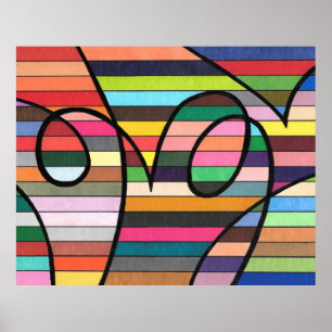 Lebendiger gestreifter Abstract mit kühnen schwarz Poster