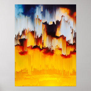 Lebendiger Glitch-Sonnenuntergangshimmel Poster