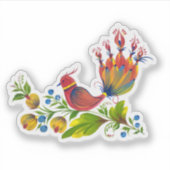 Lebendiger Glücksvogel-Blumenaufkleber Aufkleber (Vorderseite)