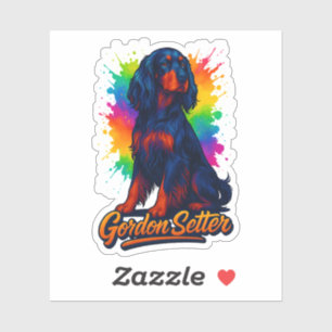 Lebendiger Gordon Setter Pop Art Aufkleber