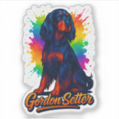 Lebendiger Gordon Setter Pop Art Aufkleber (Vorderseite)