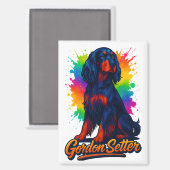 Lebendiger Gordon Setter Pop Art Magnet (Vorderseite/Rückseite)
