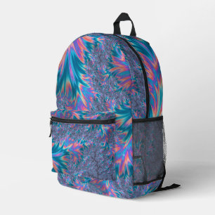 Lebendiger Groovy Trippy Bohemian Türkis Korallen  Bedruckter Rucksack