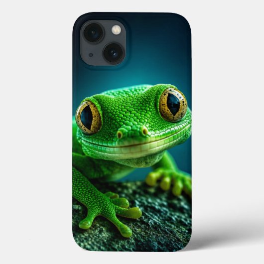 Lebendiger grüner Gecko-Reptil-Makro-Nahaufnahme Case-Mate iPhone Hülle (Rückseite)