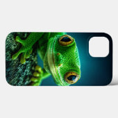 Lebendiger grüner Gecko-Reptil-Makro-Nahaufnahme Case-Mate iPhone Hülle (Rückseite (Horizontal))