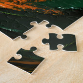 Lebendiger grüner orangefarbener Wirbel Puzzle (Seite)
