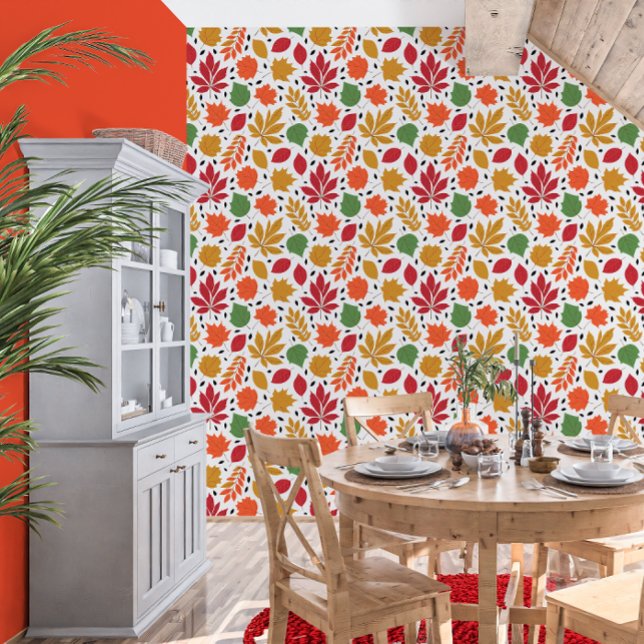 Lebendiger Herbst hinterlässt mehrfarbiges Muster Tapete (Vibrant Autumn Leaves Multi-Colored Pattern Wallpaper)