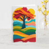 Lebendiger Herbstbaum Karte (Gelbe Blume)