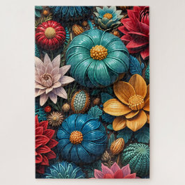 Lebendiger Herbstlicher Verzauberter Garten Blumen Puzzle