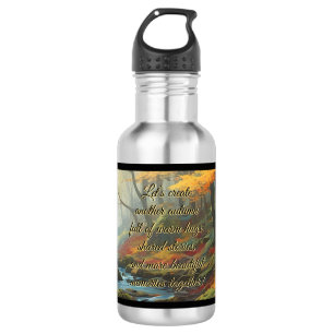 Lebendiger Herbstwald - Neblige klassische Typogra Edelstahlflasche