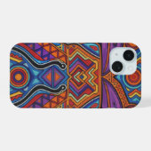 Lebendiger Huichol-Tiergeist-Handyhülle iPhone 15 Hülle (Rückseite (Horizontal))