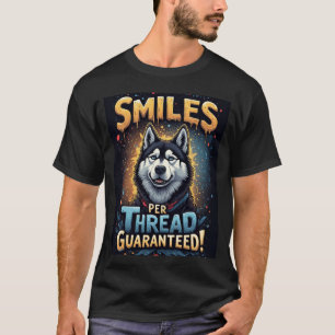 Lebendiger Husky mit kühner Typografie T-Shirt