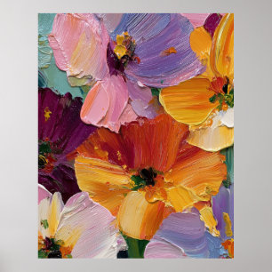 Lebendiger Impasto-Blumenmalerei-Kunst-Druck Poster