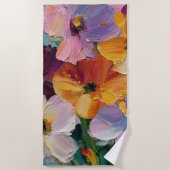 Lebendiger Impasto-Blumenmalerei-Strandtuch Strandtuch (Vorderseite)